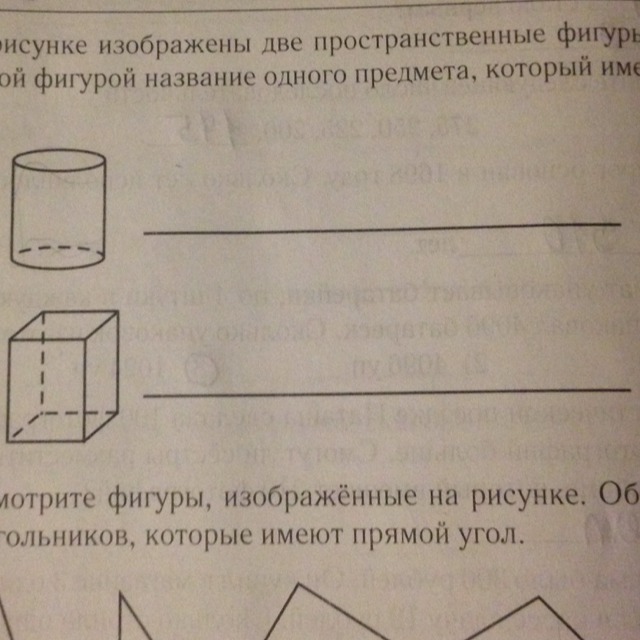 На рисунке изображены две фигуры рядом с каждой фигурой запиши название одного предмета